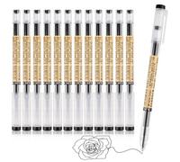 12 Pcs Gel Pens Black, Rollerball Pens, Smooth Writing pens, Ink pen for Writing, Liquid Ink Rollerball pens, pen Multipack, Handwriting Pens for School Kids Adult - 0.35mm