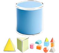 12 Pcs Geometric Solids 3D Shapes with 2D Folding Nets, 9.6 x 6.6 x 2.1 in / 24.5 x 16.7 x 5.4 cm, Transparent Math Manipulatives for learning environments, Space Imagination Training
