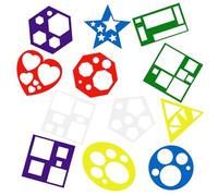 12 Pcs Geometric Stencils, Waterproof Colorful Stencils for Crafts Reusable Various Shaped Drawing Templates for Toddlers DIY Gifts Home Crafts