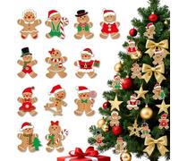 12 PCS Gingerbread Christmas Decorations - Festive Ornaments with Strings for Xmas Tree, Holiday Party & Home Decor, Joyful Festive Atmosphere