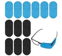 12 Pcs Glasses Eye Patch - Reusable Eye Patches for Glasses, Lazy Eye, Amblyopia, Strabismus Vision Improvement, Non-Woven Fabric Eye Patches for Adults & Kids, Black and Blue