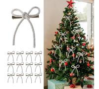 12 Pcs Glitter Christmas Tree Bow Clip Ornaments, Metal Glitter Bow Hanging Ornaments, for Christmas Tree Wreath Garland Fireplace Home Decorations Wedding Baby Shower Home Indoor Outdoor
