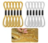 12 Pcs Glitter Embroidery Floss, Metallic Embroidery Threads for Sewing Crafts, Gold and Silver Floss Cross Stitch Thread, Polyester Thread for Friendship Bracelet