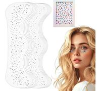 12 PCS Glitter Freckles Face Tattoo Temporary, Waterproof Sparkle Freckles Freckle Tattoo with 1 Sheet Face Gems Jewels Rhinestone Stickers (Gold)