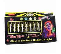 12 Pcs Glow In Dark Face Paint UV Blacklight Makeup Face and Body Marker for Halloween Masquerade Dark Glow