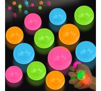 12 Pcs Glow in the Dark Sensory Balls, Upgraded Glowing Sticky Balls Stick to The Ceiling, Stress Relief Squishy Ball Toys for Adults & Kids, Stocking Stuffers, Asmr Cool Stuff & Party Favors