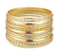 12 Pcs Gold Bangle Bracelets for Women, Multi Layer Stackable Gold Bangles Indian Jewelry for Wedding Birthday Party Costume