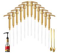 12 Pcs Gold Coffee Syrup Pump Dispenser, Compatible with 25.4 Oz/750ml Bottles, Great for Home & Coffee Bar Drinking Mixes, Tea, Beverage, Cocktails, Plus Spoons
