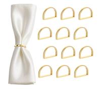 12 Pcs Gold Napkin Rings, D-Shaped Alloy Christmas Table Decoration, Napkin Buckle, Suitable For Birthday Parties, Wedding Banquets, Christmas Tables, Anniversaries, And Family Dinners