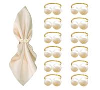 12 Pcs Gold Napkin Rings - Pearl Napkin Rings,Metal Napkin Ring for Table Settings Wedding Christmas Party Dinner Table