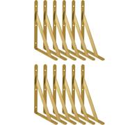 12 Pcs Gold Shelf Brackets Triangle Shelving Brackets Right Angle Wall Mounted Shelf Supporters 10 Inch