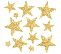 12 PCS Gold Star Iron on Patches, Glitter Rhinestone Adhesive Applique Stars Sequin Vintage Patch Fabric Patch for Clothing Jeans Bags Hats Repair Decoration(4 Size)