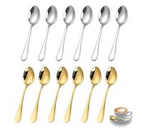 12 Pcs Gold Teaspoons, 0.98 * 4.95in Stainless Steel Teaspoons, Dessert Spoons,Sturdy and Durable,for Home, Restaurant, Hotel, Wedding, Event, Parties (6 Gold, 6 Silver)