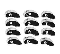 12 PCS Golf Club Head Covers, Golf Iron Pole Protective Cover, Numbered Neoprene Club Head Cover Set with 3-9 A Sw Pw LW for Easy Identification and Scratch (Black and White)