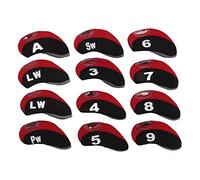 12 Pcs Golf Iron Head Cover Set, Red Neoprene Club Headcovers with Numbered Labels, and Durable Protection for Irons 3 to LW, Fits Most Golf Clubs