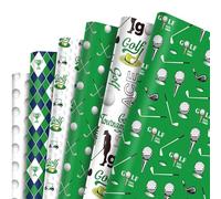 12 Pcs Golf Wrapping Paper Sheets, 69x50cm Green White Golf Art Gift Wrapping Paper,Recyclable Golfs Birthday Wrapper for Boys Mens Kids Adults Party Gift Wrap Boxes Decorations
