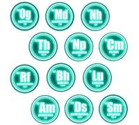 12 Pcs Green Fluorescent Chemical Elements Fridge Magnets, Magnetic Crystal Glass Resin Round Home Decor Stickers, Classroom Office Whiteboard Stickers for Chemistry Enthusiast Teachers