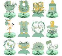 12 Pcs Greenery Baby Shower Table Decorations Green Leaves Baby Shower Centerpieces Leaves Themed Baby Shower Table Centerpieces