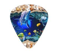 12 Pcs Guitar 3d Underwater World Dolphin Print Picks With Organizer Box,3 Different Thickness,Guitar Accessories(0.46mm,0.71mm,0.96mm)