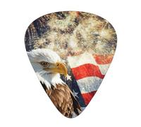 12 Pcs Guitar American Flag Fire Eagle Print Picks With Organizer Box,3 Different Thickness,Guitar Accessories(0.46mm,0.71mm,0.96mm)