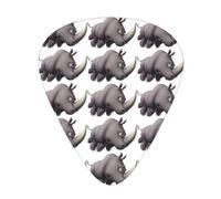 12 Pcs Guitar Angry Rhino Print Picks With Organizer Box,3 Different Thickness,Guitar Accessories(0.46mm,0.71mm,0.96mm)