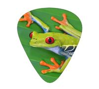 12 Pcs Guitar Animal Frog Green Leaf Leaves Print Picks With Organizer Box,3 Different Thickness,Guitar Accessories(0.46mm,0.71mm,0.96mm)