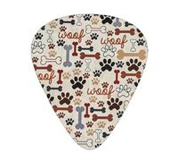 12 Pcs Guitar Bone And Paw Print Print Picks With Organizer Box,3 Different Thickness,Guitar Accessories(0.46mm,0.71mm,0.96mm)