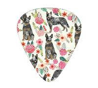 12 Pcs Guitar Cattle Dog Florals Print Picks With Organizer Box,3 Different Thickness,Guitar Accessories(0.46mm,0.71mm,0.96mm)