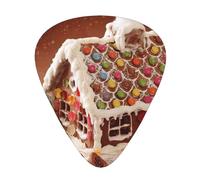 12 Pcs Guitar Christmas Gingerbread Like Village House Print Picks With Organizer Box,3 Different Thickness,Guitar Accessories(0.46mm,0.71mm,0.96mm)