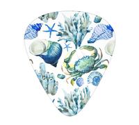 12 Pcs Guitar Crab Conch Print Picks With Organizer Box,3 Different Thickness,Guitar Accessories(0.46mm,0.71mm,0.96mm)