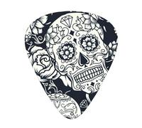 12 Pcs Guitar Floral Skull Print Picks With Organizer Box,3 Different Thickness,Guitar Accessories(0.46mm,0.71mm,0.96mm)