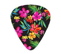12 Pcs Guitar Hawaiian Colorful Flower Print Picks With Organizer Box,3 Different Thickness,Guitar Accessories(0.46mm,0.71mm,0.96mm)