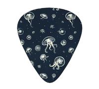12 Pcs Guitar Jellyfish Pattern Print Picks With Organizer Box,3 Different Thickness,Guitar Accessories(0.46mm,0.71mm,0.96mm)