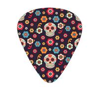 12 Pcs Guitar Mexican Skull Print Picks With Organizer Box,3 Different Thickness,Guitar Accessories(0.46mm,0.71mm,0.96mm)