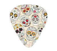 12 Pcs Guitar Mexican Skull1 Print Picks With Organizer Box,3 Different Thickness,Guitar Accessories(0.46mm,0.71mm,0.96mm)