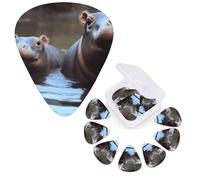 12 Pcs Guitar Picks 3 Different Thickness Guitar Plectrums Baby Hippos Guitar Picks Personalized Guitars Bass Pick Electric Guitar Pick with Storage Box Plectrum for Acoustic