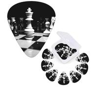 12 Pcs Guitar Picks 3 Different Thickness Guitar Plectrums black and white chess Guitar Picks Personalized Guitars Bass Pick Electric Guitar Pick with Storage Box Plectrum for Acoustic