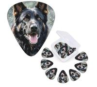 12 Pcs Guitar Picks 3 Different Thickness Guitar Plectrums Black german shepherd dog Guitar Picks Personalized Guitars Bass Pick Electric Guitar Pick with Storage Box Plectrum for Acoustic