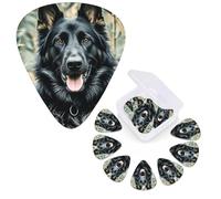 12 Pcs Guitar Picks 3 Different Thickness Guitar Plectrums Black german shepherd dog Guitar Picks Personalized Guitars Bass Pick Electric Guitar Pick with Storage Box Plectrum for Acoustic