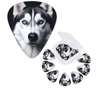 12 Pcs Guitar Picks 3 Different Thickness Guitar Plectrums Blue eyed husky Guitar Picks Personalized Guitars Bass Pick Electric Guitar Pick with Storage Box Plectrum for Acoustic