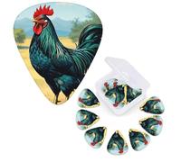12 Pcs Guitar Picks 3 Different Thickness Guitar Plectrums Chicken And Rooster Print Guitar Picks Personalized Guitars Bass Pick Electric Guitar Pick with Storage Box Plectrum for Acoustic
