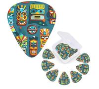 12 Pcs Guitar Picks 3 Different Thickness Guitar Plectrums Colorful tiki mask pattern Guitar Picks Personalized Guitars Bass Pick Electric Guitar Pick with Storage Box Plectrum for Acoustic
