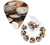 12 Pcs Guitar Picks 3 Different Thickness Guitar Plectrums Currency Coin Guitar Picks Personalized Guitars Bass Pick Electric Guitar Pick with Storage Box Plectrum for Acoustic