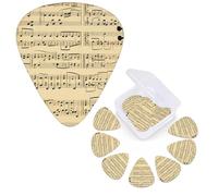 12 Pcs Guitar Picks 3 Different Thickness Guitar Plectrums Music Notes on Old Paper Guitar Picks Personalized Guitars Bass Pick Electric Guitar Pick with Storage Box Plectrum for Acoustic