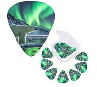 12 Pcs Guitar Picks 3 Different Thickness Guitar Plectrums Polar Bears Northern Lights Guitar Picks Personalized Guitars Bass Pick Electric Guitar Pick with Storage Box Plectrum for Acoustic