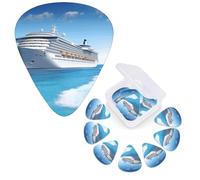 12 Pcs Guitar Picks 3 Different Thickness Guitar Plectrums Seaside Cruise Ship Guitar Picks Personalized Guitars Bass Pick Electric Guitar Pick with Storage Box Plectrum for Acoustic