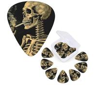 12 Pcs Guitar Picks 3 Different Thickness Guitar Plectrums Skeleton with Burning Cigarette Guitar Picks Personalized Guitars Bass Pick Electric Guitar Pick with Storage Box Plectrum for Acoustic