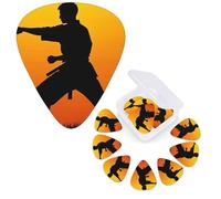 12 Pcs Guitar Picks 3 Different Thickness Guitar Plectrums Sun Karate Silhouette Guitar Picks Personalized Guitars Bass Pick Electric Guitar Pick with Storage Box Plectrum for Acoustic