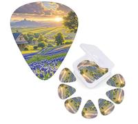 12 Pcs Guitar Picks 3 Different Thickness Guitar Plectrums Texas Bluebonnets Scenery Guitar Picks Personalized Guitars Bass Pick Electric Guitar Pick with Storage Box Plectrum for Acoustic