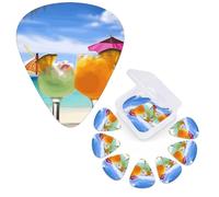 12 Pcs Guitar Picks 3 Different Thickness Guitar Plectrums Tropical beach drink Guitar Picks Personalized Guitars Bass Pick Electric Guitar Pick with Storage Box Plectrum for Acoustic